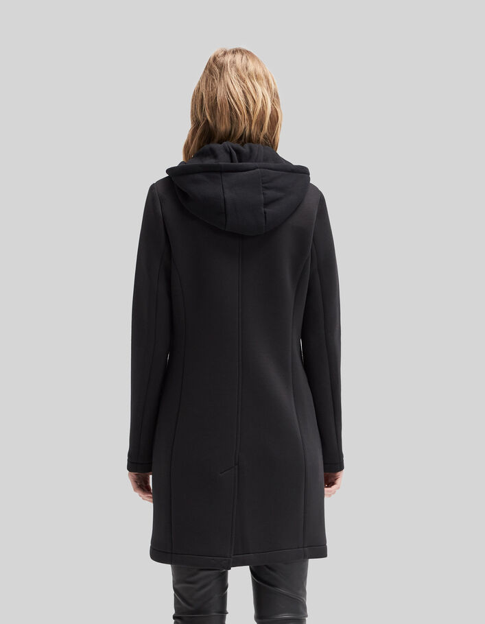 Manteau mi-long néoprène noir femme-3