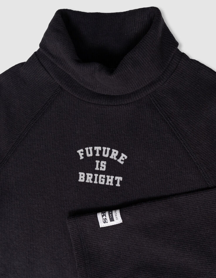 Zwart T-shirt lange mouwen rolkraag jongens-2