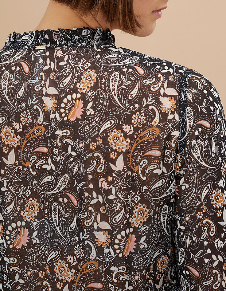 I.Code black floral paisley print long dress-5