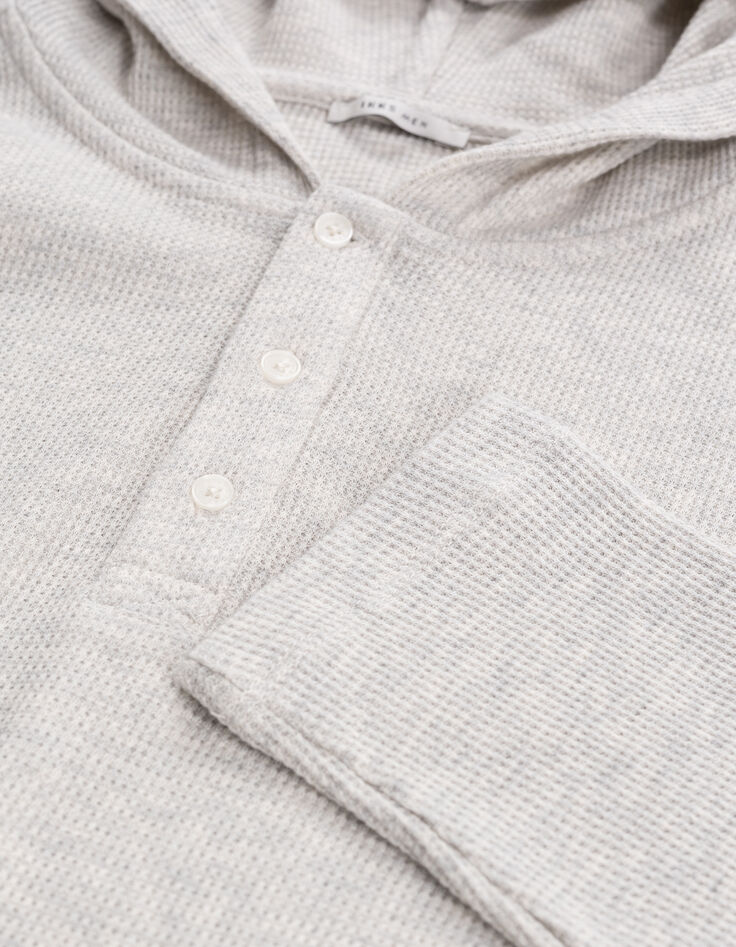 Men’s grey organic cotton waffle hooded T-shirt-7