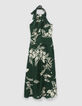 Pure Edition – Women’s green Jungle Vibe backless dress-8