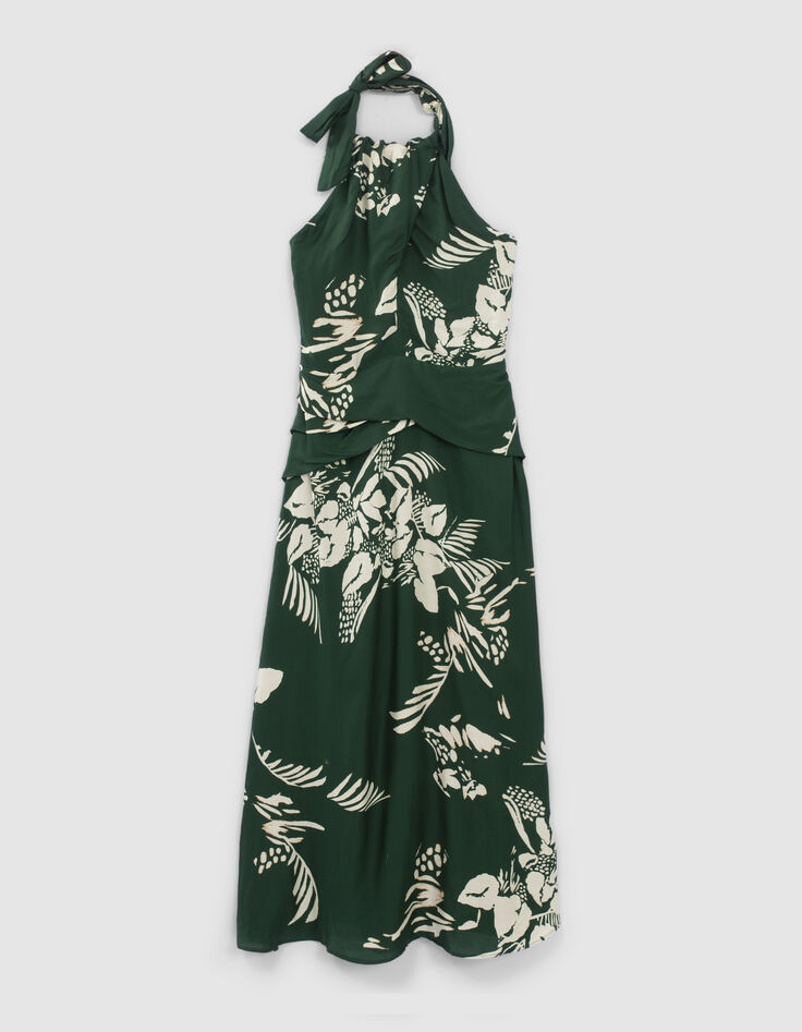 Pure Edition – Women’s green Jungle Vibe backless dress-8