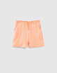 Short corail fluo long en nid d'abeille fille-1