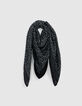 Foulard carr&eacute; noir imprim&eacute; l&eacute;opard vert fille-1