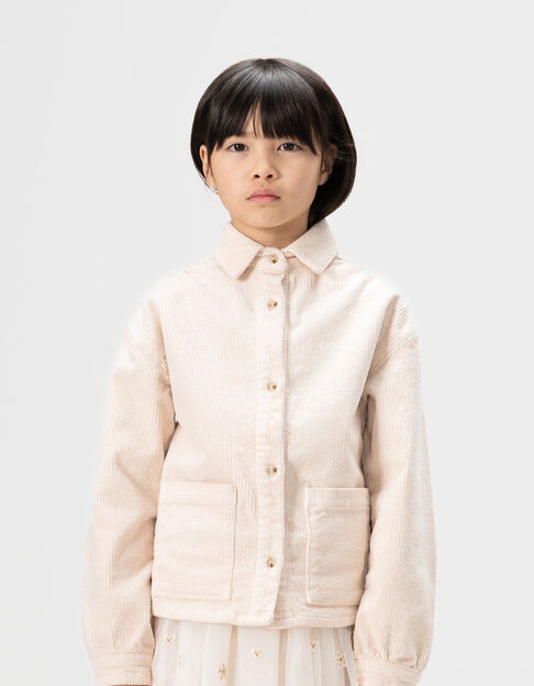 Ecru overshirt ribvelours meisjes - IKKS
