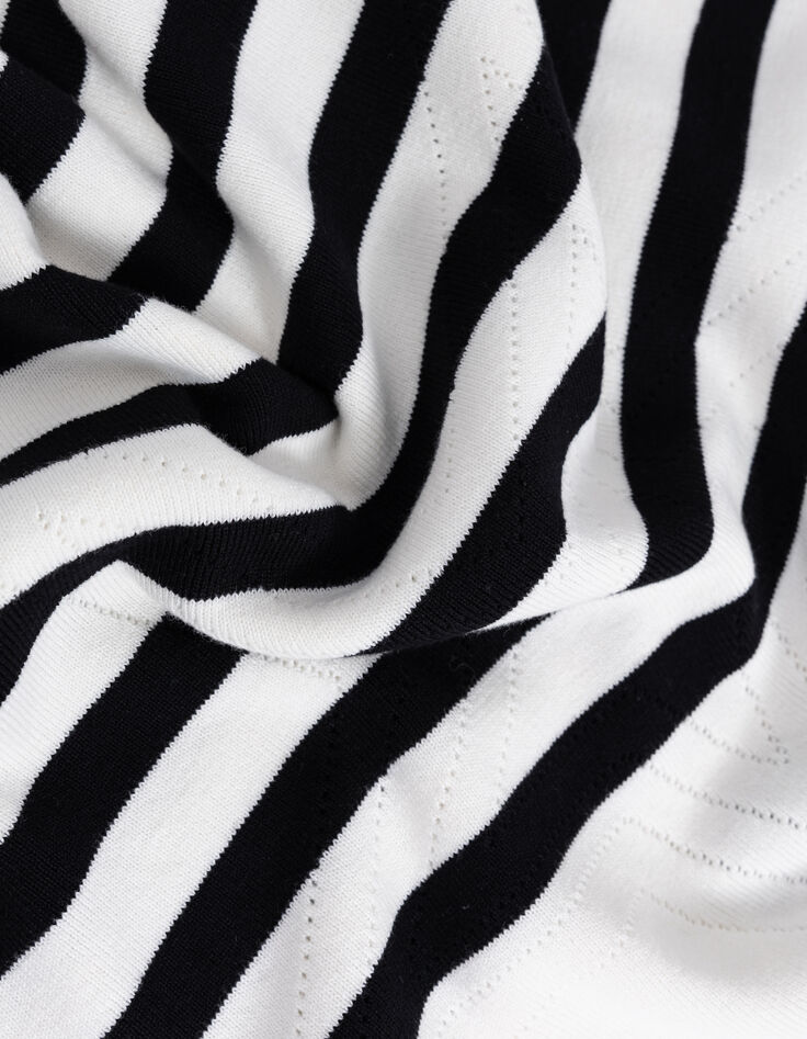 Black and ecru striped sailor sweater with contrasting polo collar Women-7