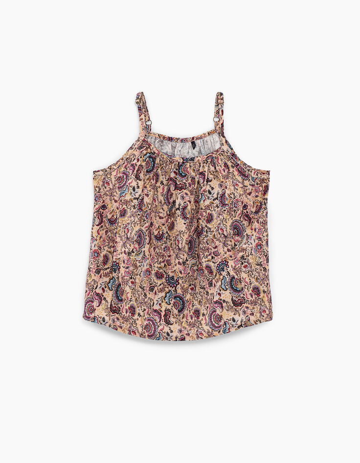 Top rose poudré imprimé cachemire et foil or fille-2