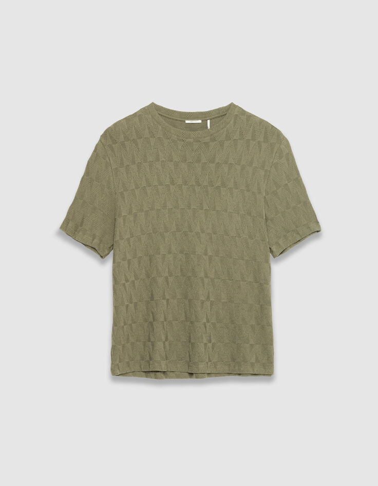Rundhalsausschnitt T-shirt khaki relief mesh Herren-5