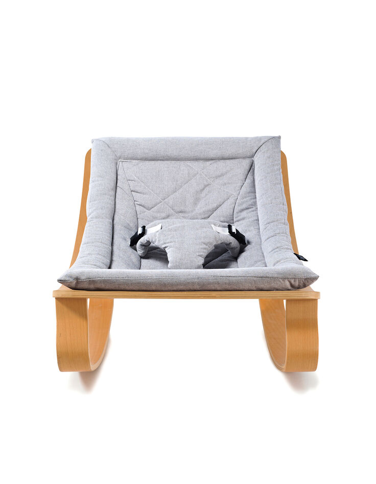 CHARLIE CRANE Levo baby walnut rocker, sweet grey cushion-3