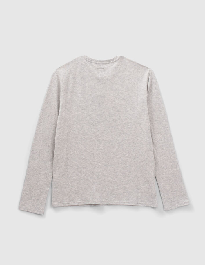 Grijs T-shirt dubbele opdruk en flocking jongens-3