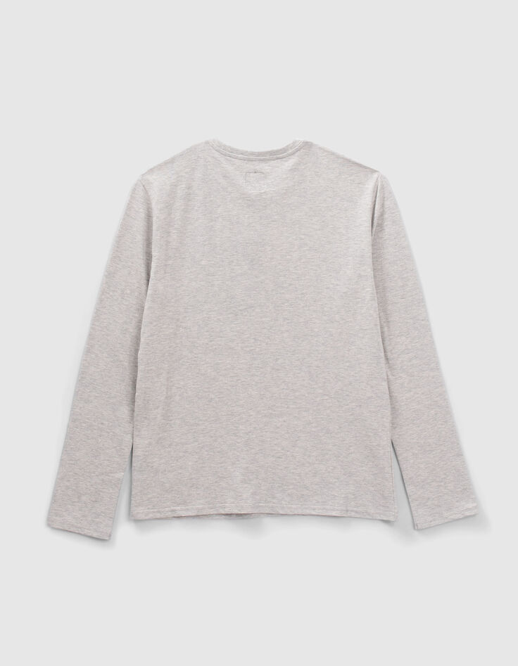 Boys&rsquo; grey double image and flocked T-shirt-3