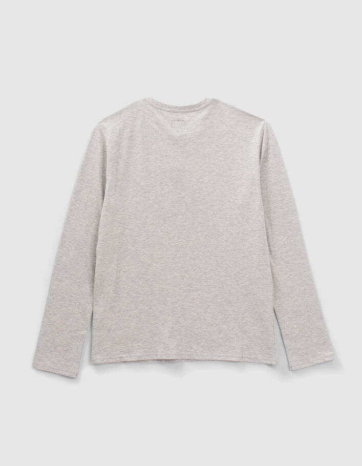 Camiseta gris motivo doble y flocado niño - IKKS