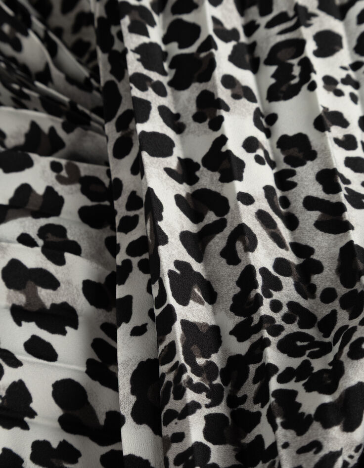 Jupe plissée grise polyester recyclé panthère Femme-6