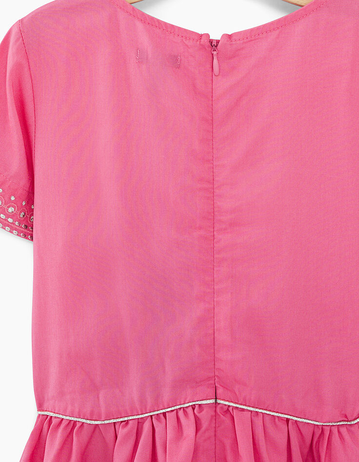 Vestido rosa medio bordado plateado niña-5 Vestido rosa medio bordado plateado niña-5