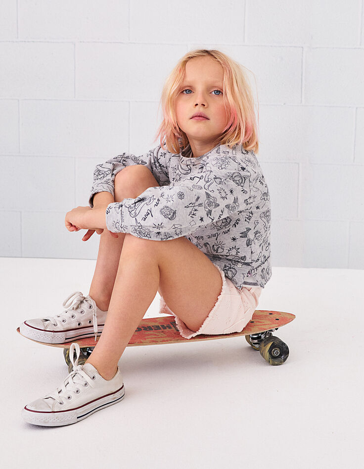 Girls’ medium grey marl rock drawing sweatshirt-1