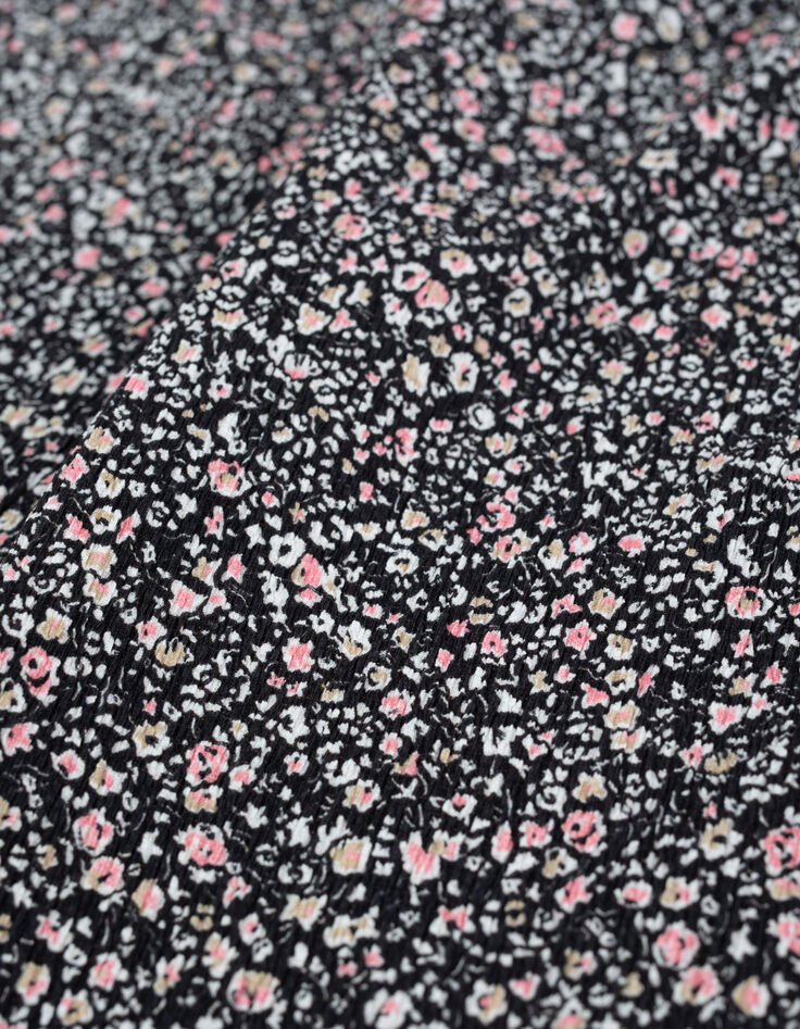 Pantalon flare noir &agrave; imprim&eacute; fleuri fille-4