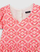 Robe longue rose imprimé ethnique fille-3