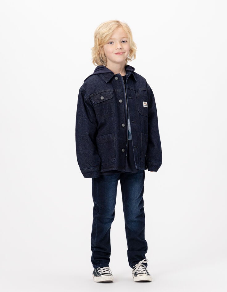 Veste en jean brut esprit worker garçon-1 Veste en jean brut esprit worker garçon-1