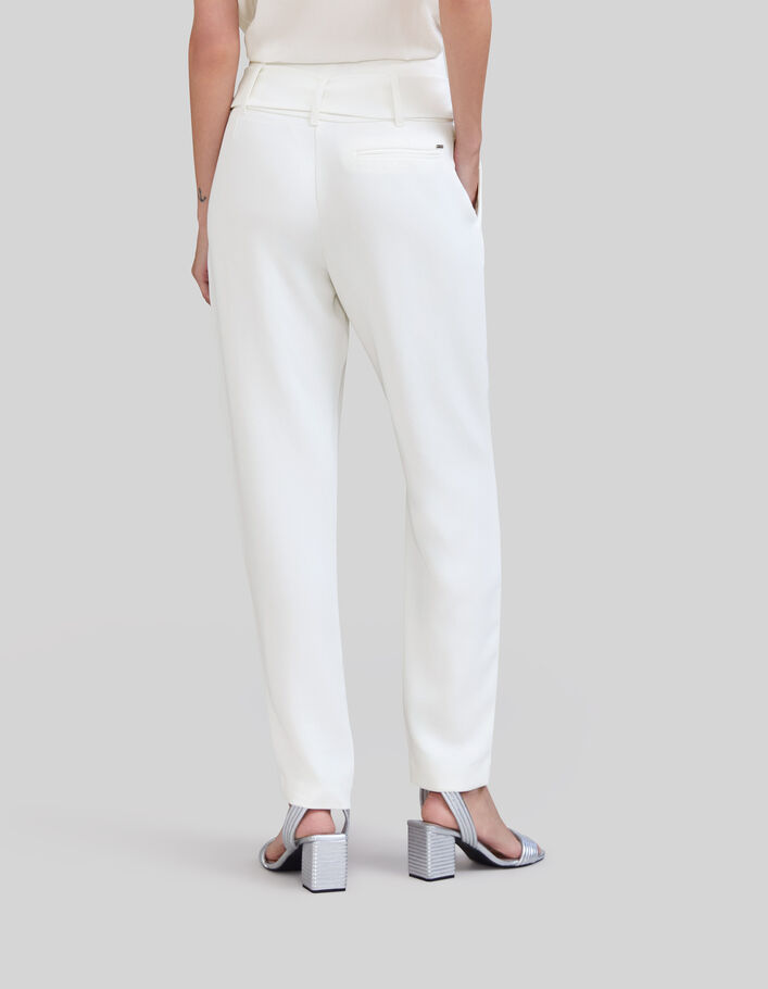 Weiße Damen-Hose aus recyceltem Material mit hohem Bund - IKKS