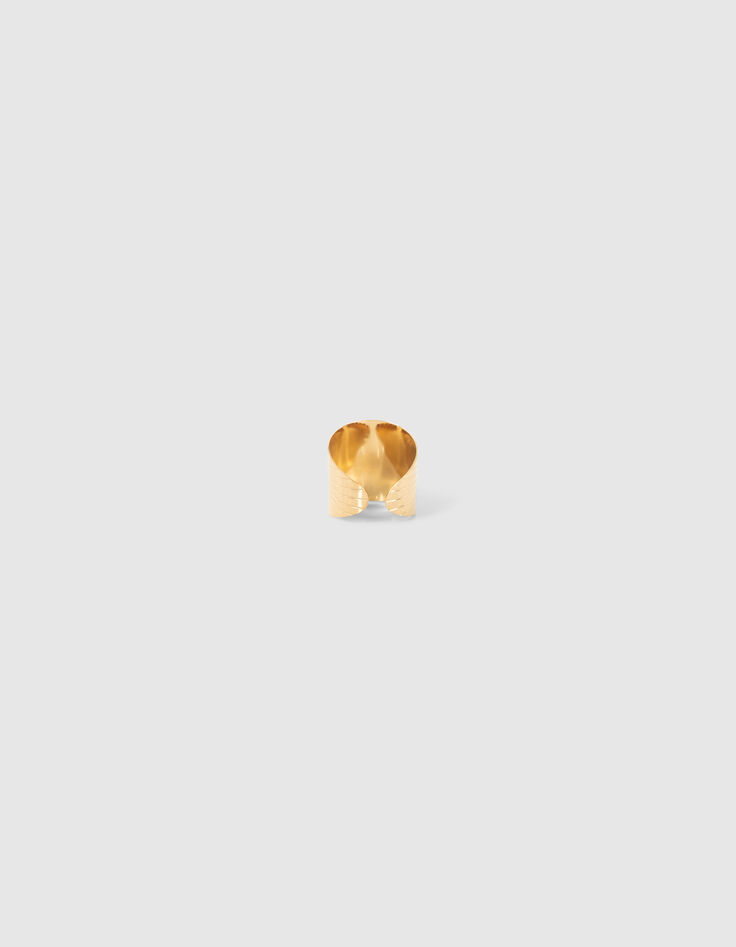 Brede goudkleurige ring met 3 Afrikaans turkoois parels-6
