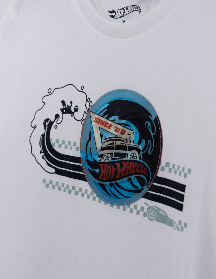 T-shirt blanc bio badge HOT WHEELS x IKKS garçon-5