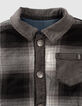 Blouson en jean réversible bleu et carreaux bébé garçon-7