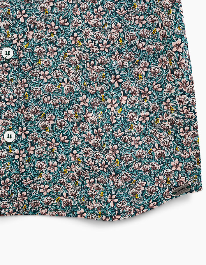 Chemise indigo tissu Liberty à fleurs garçon  - IKKS