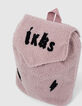 Sac à dos rose poudré bouclette brodé éclairs bébé fille-2