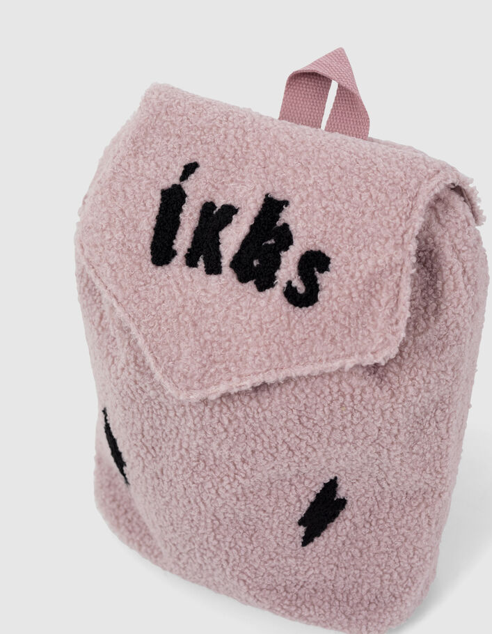 Baby girls’ pink bouclette backpack, lightning embroidery - IKKS