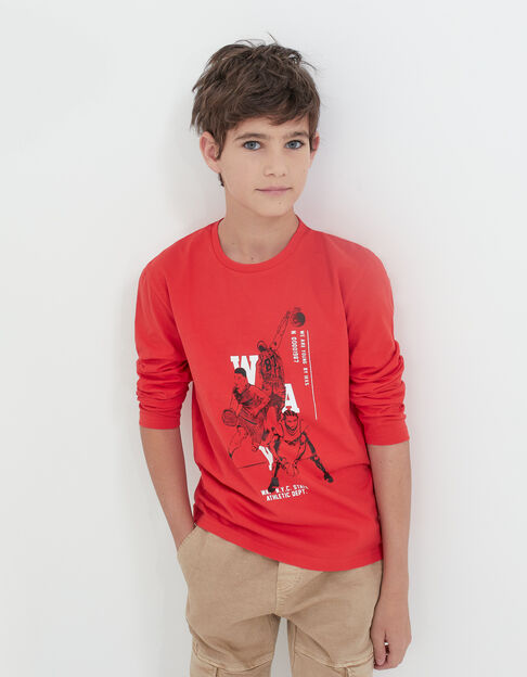 Boys’ red basketball player image T-shirt