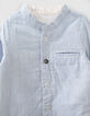 Baby boys’ white organic reversible shirt + blue stripes-3