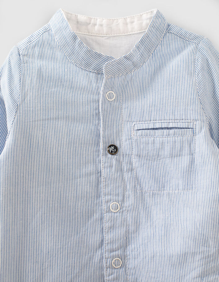 Chemise réversible blanc bleu rayé coton bio bébé garçon-3
