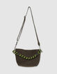 Sac seau kaki raphia tress&eacute; double anse Femme-1