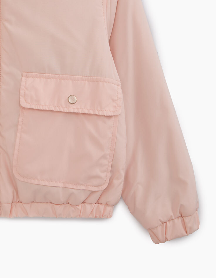 Girls’ powder pink and grey marl reversible jacket -6