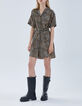 Women’s cognac shirt dress with baby leopard print-5