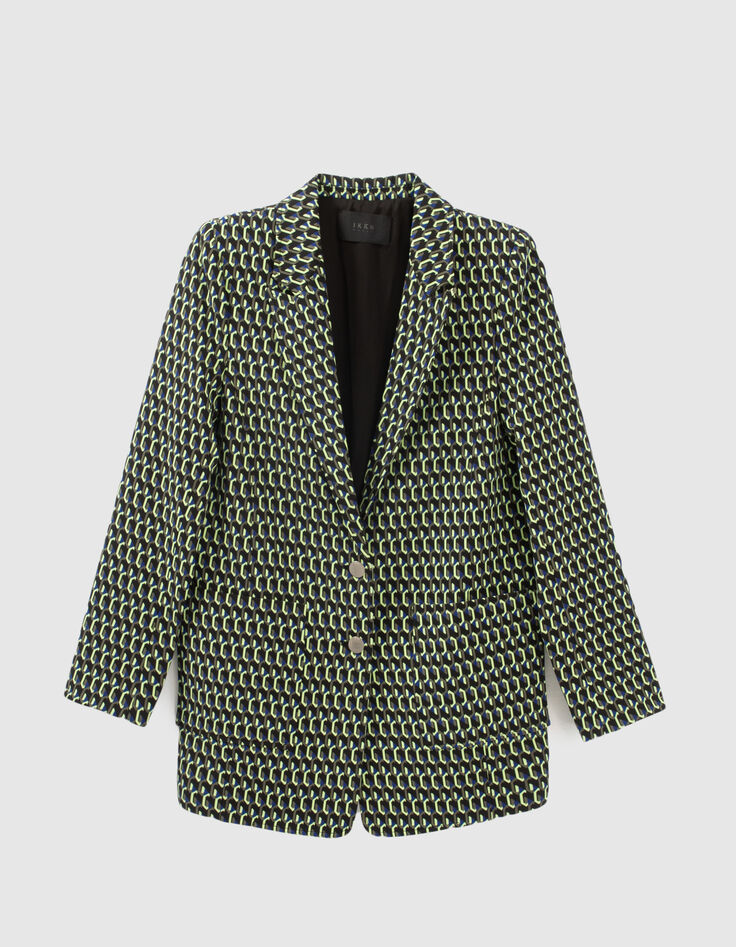 Women’s black graphic print suit jacket-8