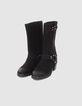 Boots noirs cuir velours esprit motard Femme-2