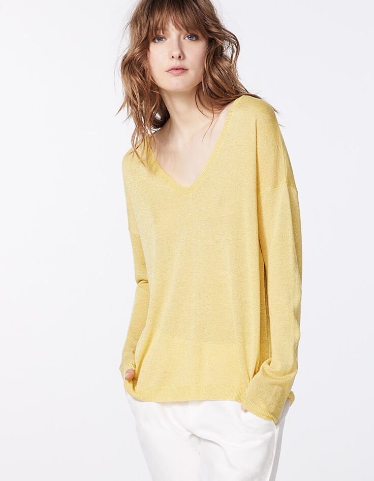 Pull maille tricot viscose métallisé tête de mort dos femme-2