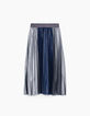 Girls’ navy and silver pleated long skirt-4