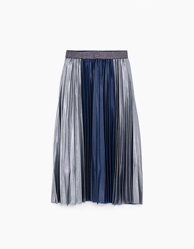 Girls’ navy and silver pleated long skirt-4
