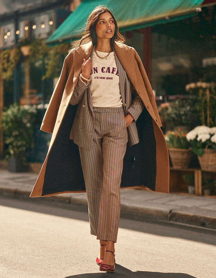 Pantalon de tailleur beige motif pied-de-puce LAURENCE I.Code-3