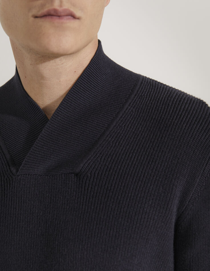 Pull marine &agrave; col ch&acirc;le Homme-4