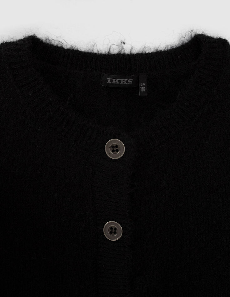 Cardigan noir tricot &agrave; volants fille-2
