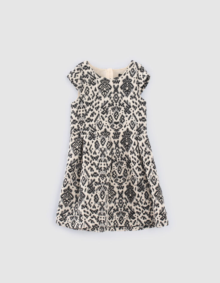 Vestido negro y beige jacquard ni&ntilde;a-1