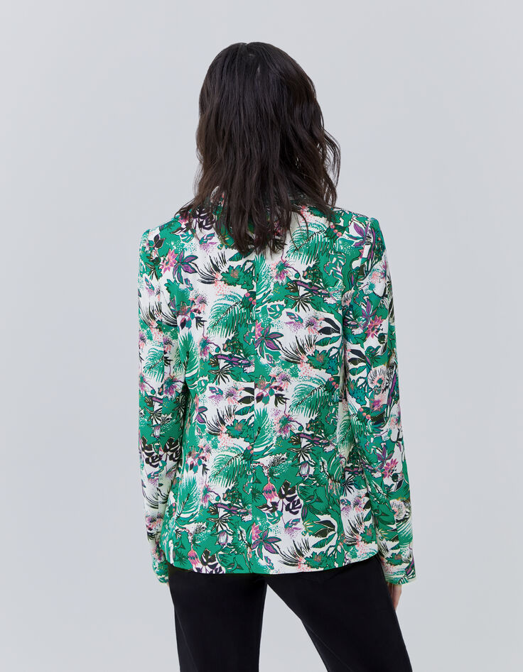 Veste de tailleur verte imprimé végétal Femme-3