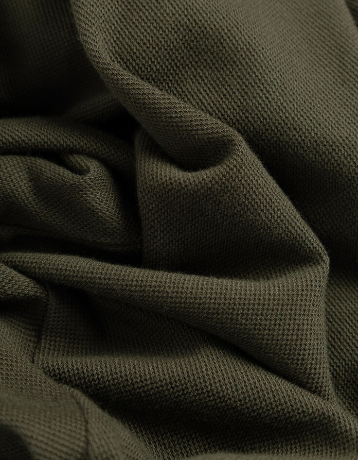 Khaki Herrenpoloshirt lange &Auml;rmel Piqu&eacute;-Strick-7