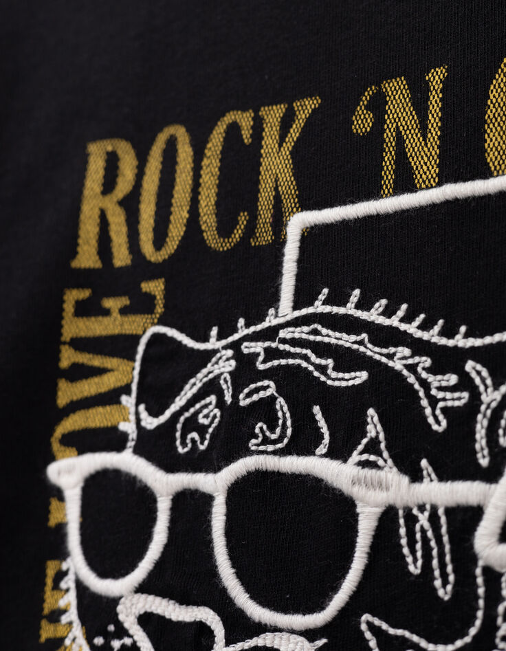 Schwarzes Jungen-T-Shirt mit Tiger mit Sonnenbrille-5 Schwarzes Jungen-T-Shirt mit Tiger mit Sonnenbrille-5