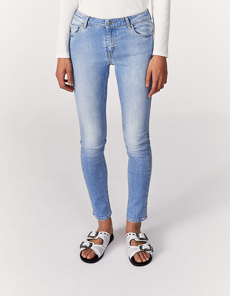 Jean slim bleu clair regular waist coupe sculpt up femme-2