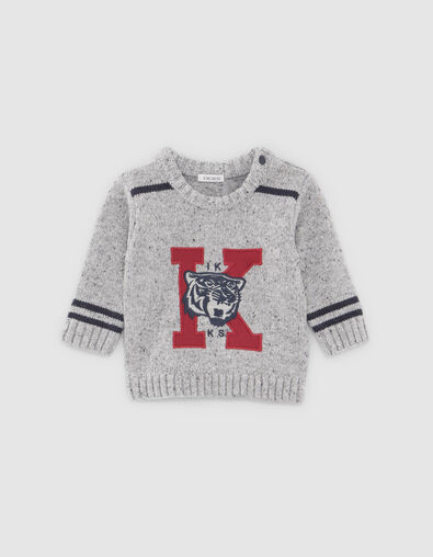 Jersey gris jaspeado punto con maxi bordados bebé niño - IKKS