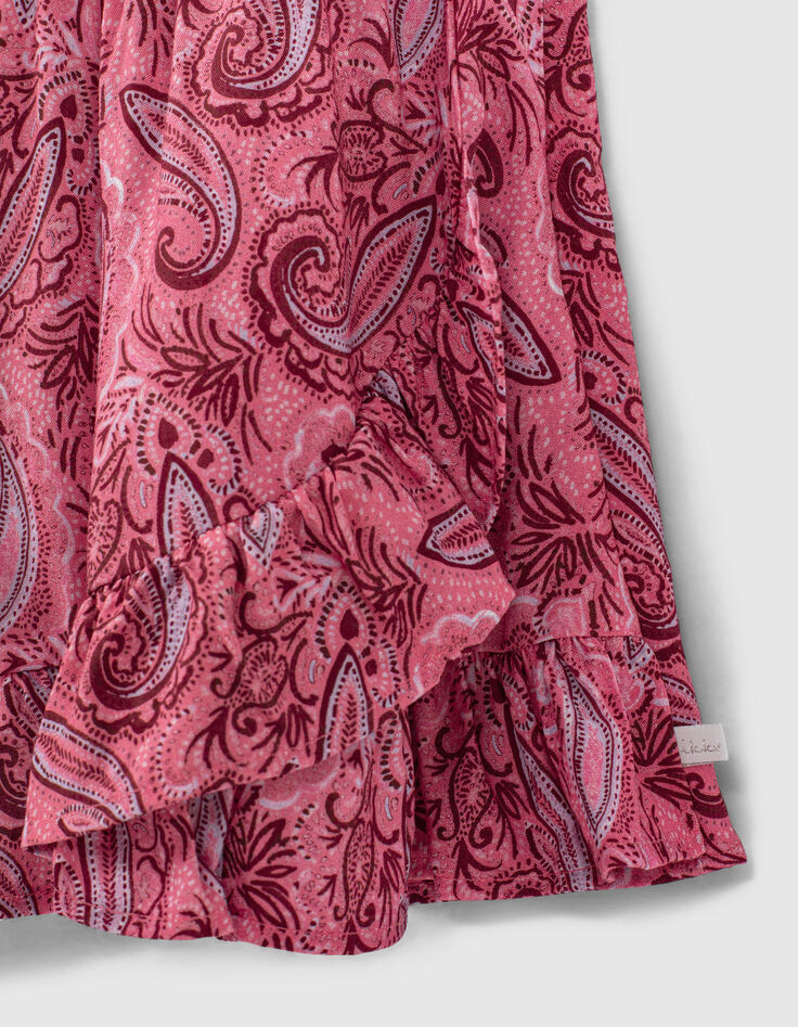 Jupe-short fuchsia imprimé cachemire Ecovero® fille-3